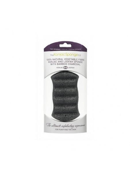 Eponge konjac et loofah pour le corps au charbon de bamboo - Konjac Sponge Co.
