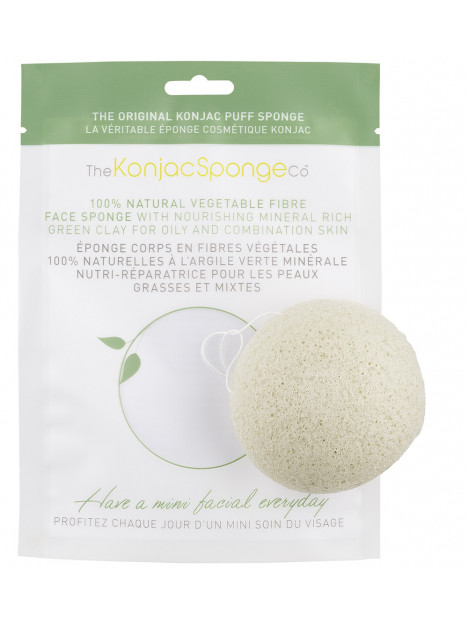 Éponge Konjac à l'argile verte française - peaux mixtes - Konjac Sponge Co.