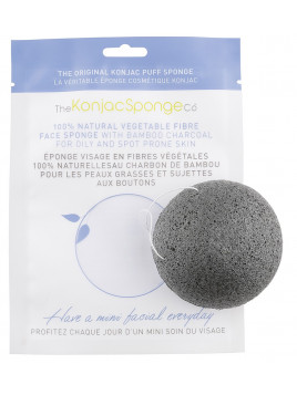 Facial puff sponge 100% pur Konjac with bamboo charcoal - oily & spot prone skin - Konjac Sponge Co. 