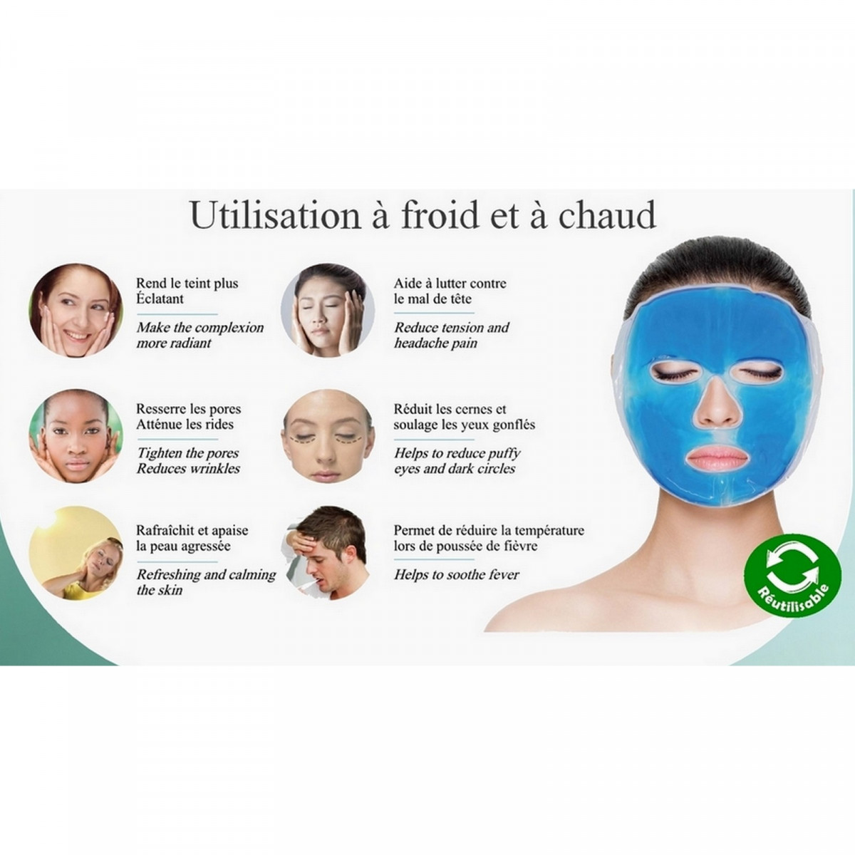 Masque yeux avec billes de gel thérapeutique Chaud/Froid - ISSAGE  INTELLIGENT WELLNESS - 8190515-501 